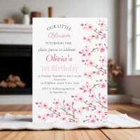 Pink Cherry Blossom 1st First Birthday Floral 