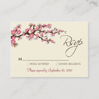 Pink Cherry Blossom 3.5 x 2.5" RSVP Card