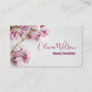 Pink Cherry Blossom Beauty Consultant Business Car Card