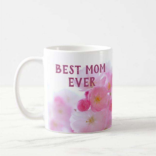 Pink Cherry Blossom Best Mum Ever Mug (Left)
