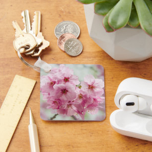 Pink Cherry Blossom Bloom in Spring Key Ring