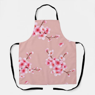 Pink Cherry Blossom Branches Pattern Apron