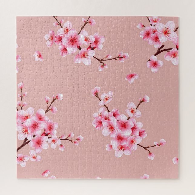 Pink Cherry Blossom Branches Pattern Jigsaw Puzzle (Vertical)