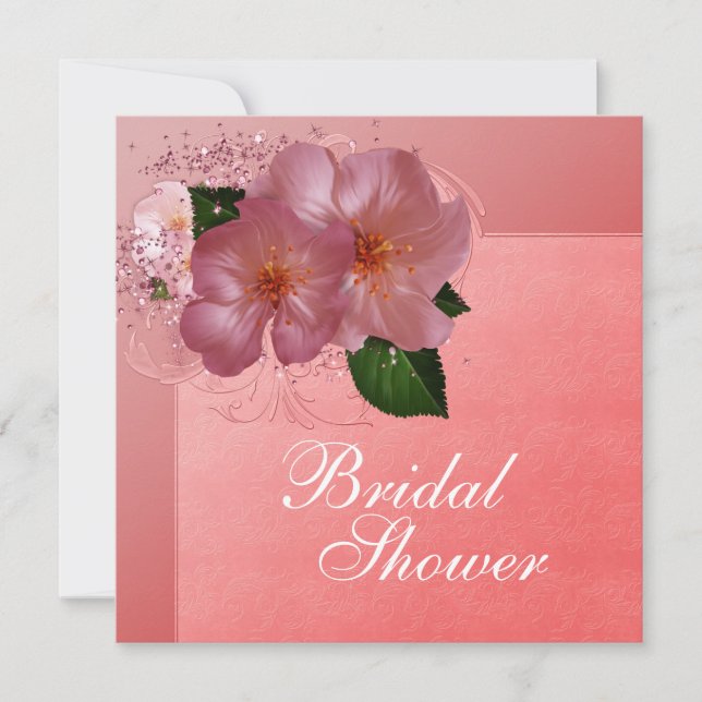 Pink Cherry Blossom Bridal Shower Invitations (Front)