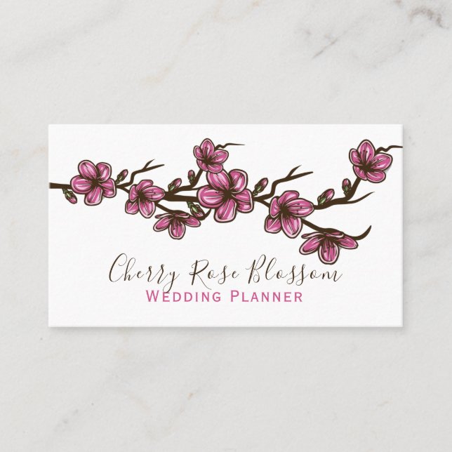 Pink Cherry Blossom  Business Card (Front)