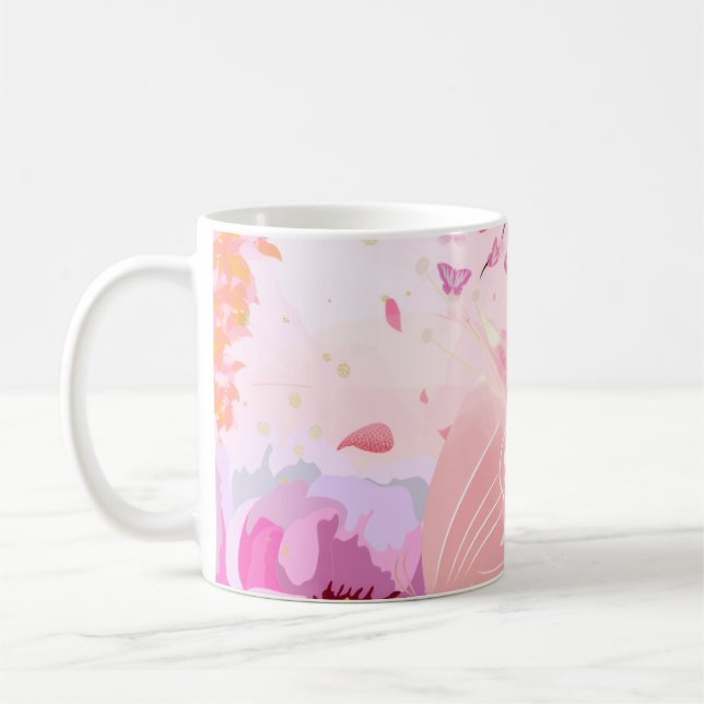 Pink Cherry Blossom Butterfly Mug | Floral Spring  (Left)