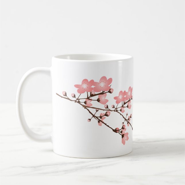 Pink Cherry Blossom Classic White Mug (Left)