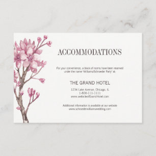 Pink Cherry Blossom Floral Accommodations Enclosure Card
