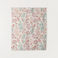 Pink Cherry Blossom, Floral and Leaves Pattern