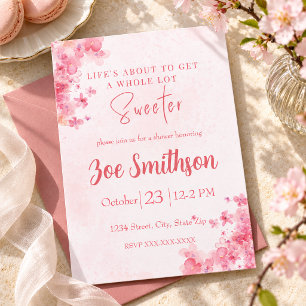 Pink Cherry Blossom Floral Baby Shower Invitation
