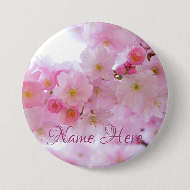 Pink Cherry Blossom Floral Button (Front)