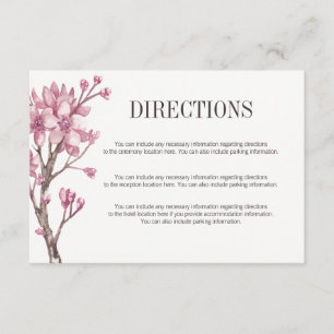Pink Cherry Blossom Floral Directions Enclosure Card