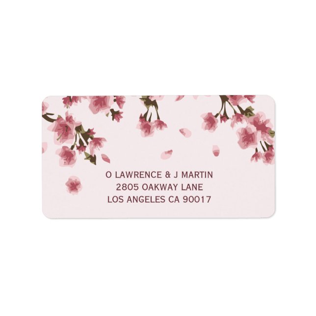 Pink Cherry Blossom Floral Label (Front)