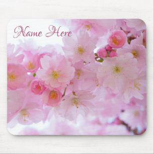Pink Cherry Blossom Floral Mouse Pad