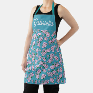 Pink cherry blossom Floral Pattern Name Apron