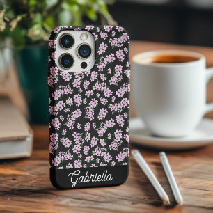 Pink cherry blossom Floral Pattern Name Case-Mate iPhone 14 Case