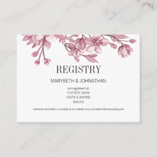 Pink Cherry Blossom Floral Registry Enclosure Card