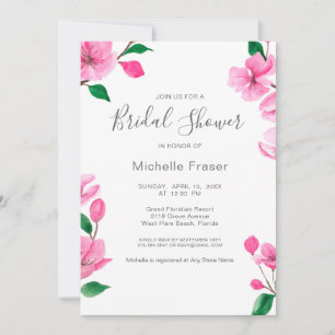 Pink Cherry Blossom. Floral Spring Bridal Shower Invitation