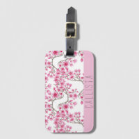 Pink Cherry Blossom Floral Watercolor Monogram
