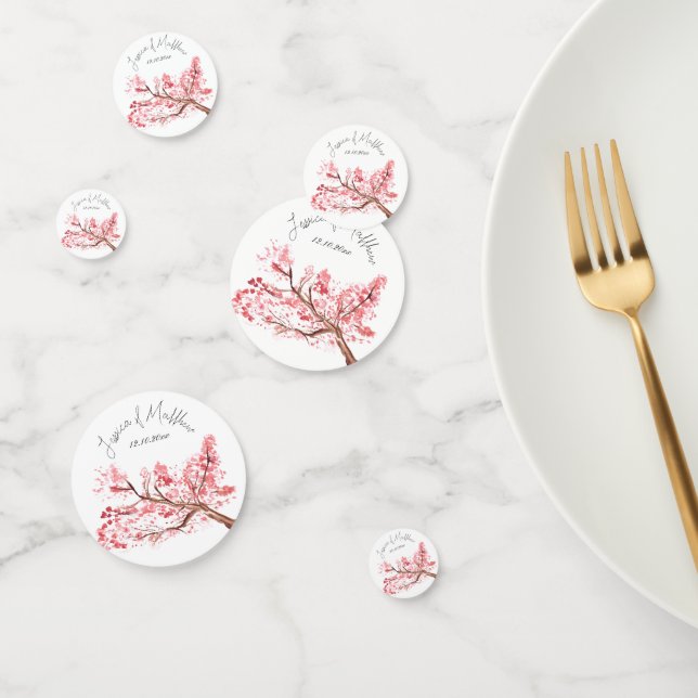 Pink Cherry Blossom floral Watercolor Weddings Confetti (Group)