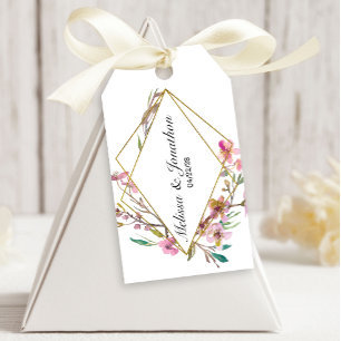 Pink Cherry Blossom Floral Wedding Gift Tags