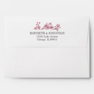 Pink Cherry Blossom Floral Wedding Invitation A7 Envelope