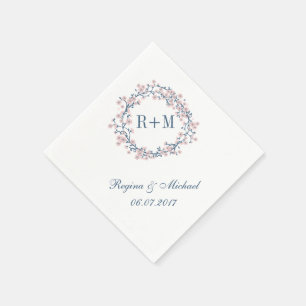 Pink Cherry Blossom Flower Wedding Napkin