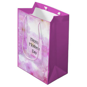 Pink Cherry Blossom Flowers Photo Mother's Day Medium Gift Bag
