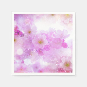Pink Cherry Blossom Flowers Photo Napkin