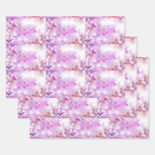  Pink Cherry Blossom Flowers Photo Pattern Wrapping Paper Sheet