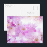 Pink Cherry Blossom Flowers Photo Postcard<br><div class="desc">A postcard with a beautiful photograph featuring pink cherry blossoms. Dreamy image with bokeh lights and sparkles.</div>