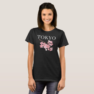 Pink cherry blossom flowers watercolor oriental T-Shirt