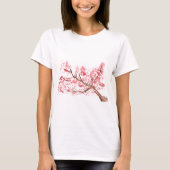 Pink cherry blossom flowers watercolor oriental T-Shirt (Front)