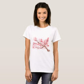 Pink cherry blossom flowers watercolor oriental T-Shirt (Front Full)