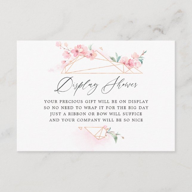 Pink Cherry Blossom Geometric Bridal Display Enclosure Card (Front)
