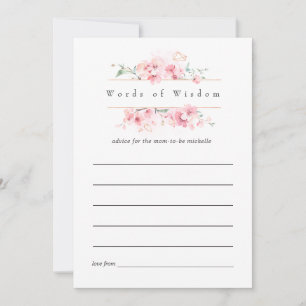 Pink Cherry Blossom Geometric Spring Bridal Advice Card