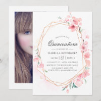 Pink Cherry Blossom Geometric Spring Quinceañera