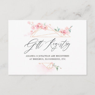 Pink Cherry Blossom Geometric Spring Wedding Enclosure Card