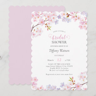 Pink Cherry Blossom in Bloom Garden Bridal Shower Invitation