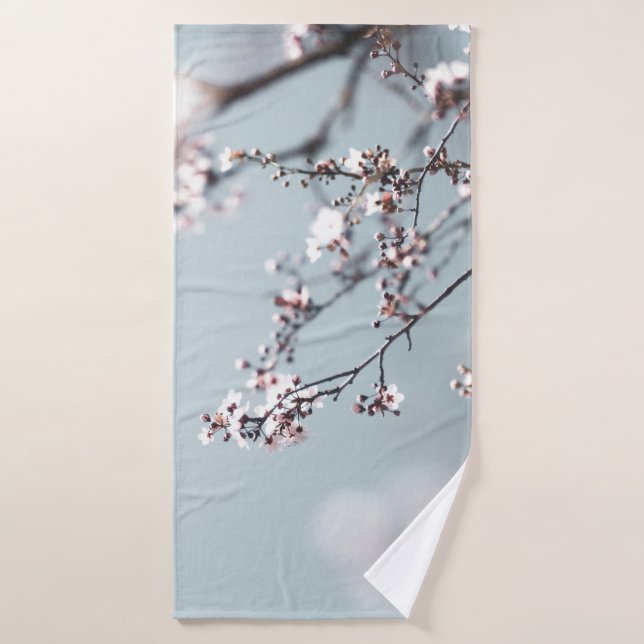 PINK CHERRY BLOSSOM IN CLOSE UP PHOTOGRAPHY BATH TOWEL (Bath Towel)