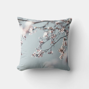 PINK CHERRY BLOSSOM IN CLOSE UP PHOTOGRAPHY CUSHION