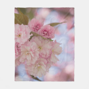 PINK CHERRY BLOSSOM IN CLOSE UP PHOTOGRAPHY FLEECE BLANKET