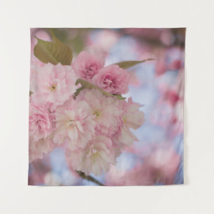PINK CHERRY BLOSSOM IN CLOSE UP PHOTOGRAPHY TAPESTRY