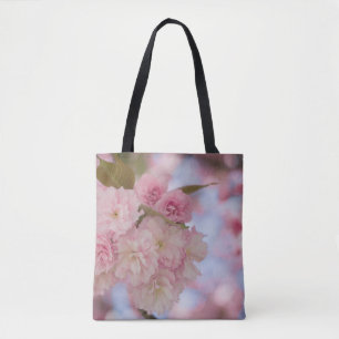 PINK CHERRY BLOSSOM IN CLOSE UP PHOTOGRAPHY TOTE BAG