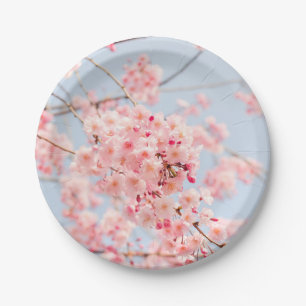 Pink Cherry Blossom Japanese Japan Flowers Paper Plate