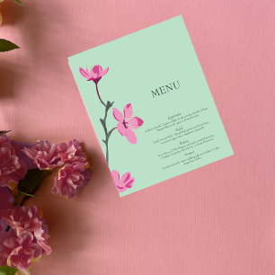 Pink Cherry Blossom Mint Green Quinceanera Menu