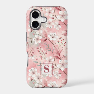 Pink cherry blossom monogram