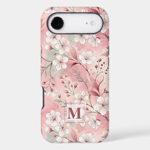 Pink cherry blossom monogram