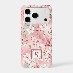 Pink cherry blossom monogram