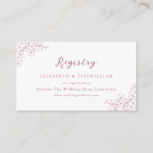 Pink Cherry Blossom Monogram Crest Bridal Registry Enclosure Card